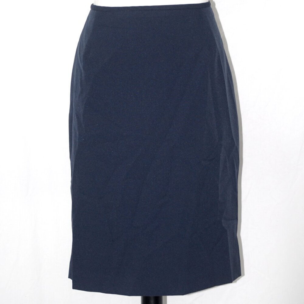 Navy Blue Business Skirt Womens Size 14 Formal Knee Length Polyester EUC